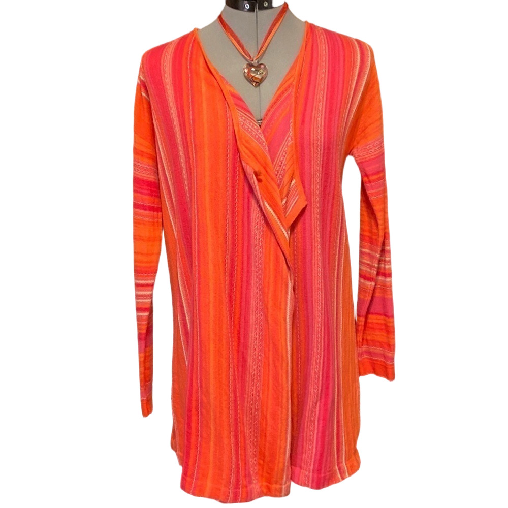 3/$18 J. Jill draped Vertical Striped Open Front Cardigan